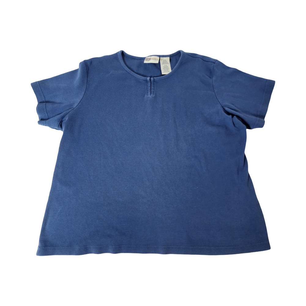 Faded Glory Mens Blue Cotton Short Sleeve Notch Neck T-Shirt Size 22/24